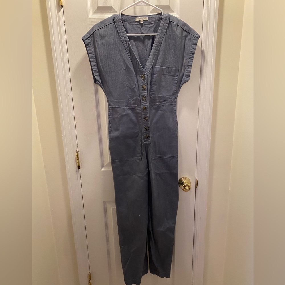 Madewell Stylish Blue Button-Down Jumpsuit